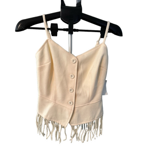 NWT FORE CREAM FRINGE BUTTON DOWN CAMISOLE